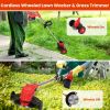 3 in 1 Electric Cordless Grass Wacker Battery Powered Grass Trimmer With Wheels Adjustable Head Extendable Length Rechargeable Lightweight Lawn Trimme