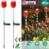 2Pcs Solar Powered Tulip Garden Light Wind Mill Waterproof Landscape Stake Lamp Decorative Lawn Lights For Yard Driveway Walkway Patio