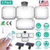 2 Pack Solar Powered Wall Lights IP44 Waterproof Motion Sensor Lamps with Separate Solar Panel 4 Adjustable Heads 333Pcs Beads 120° Sensing Angle Remo
