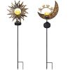 Solar Powered Sun Stake Lamp IP54 Waterproof Decorative Lamp Crackle Glass Globe Stake Lights For Garden Lawn Yard Driveway
