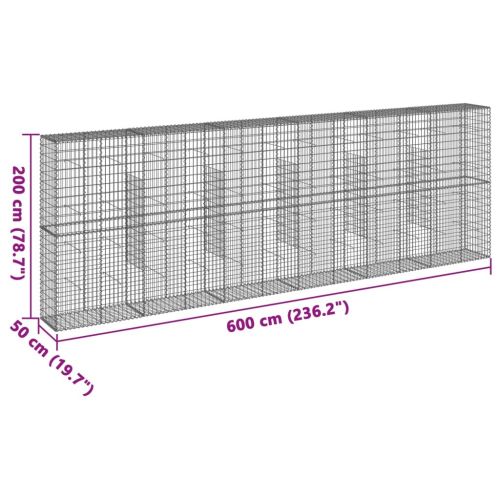vidaXL CoÈ™ gabion cu capac, 600x50x200 cm, fier galvanizat