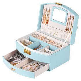 2-Layer Jewelry Box for Women Girls Lockable Leather Jewelry Organizer Jewelry Travel Case for Rings Earrings Necklaces Bracelets