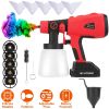 Portable Battery Powered Electric Paint Sprayer HVLP Spray Painting Gun Handheld Painter with 2 Spray Patterns 5 Nozzles 800ML Detachable Cup Flow Adj
