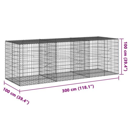 vidaXL CoÈ™ gabion cu capac, 300x100x100 cm, fier galvanizat