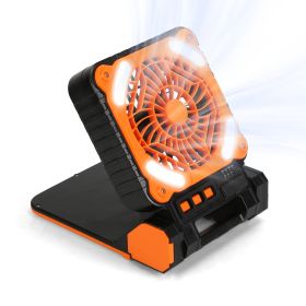 Solar Camping Fan With LED Lantern 5200mAh Rechargeable Battery Operated Portable Fan with Emergency Power Bank 4 Wind Speeds 3 Light Modes 3 Timers f