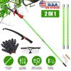 2 In 1 Extra Long Manual Pole Saw 8.23-15.12FT Extendable Tree Pruner for High Branches with Pruner Scissors 2 Double-hooked Saw Blades Goggles Gloves