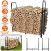 Firewood Log Rack 2500LBS Iron Wood Lumber Storage Stacking Rack 4.03ft Heavy Duty Pile Lumber Storage Holder for Fireplace Firepit