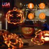 3 Pack Halloween Window Light Spider Witch Hat Pumpkin with Orange Light Hanging Halloween Decoration Light with Suction Cup Hanging Holes