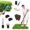 Pole Mini Hedge Trimmer & Grass Shear Electric Cordless Handheld Hedge Trimmer with 90° Rotatable Head Telescopic Extension Pole Gloves Goggles 2Pcs 2
