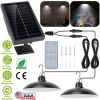 Solar Shed Lights Dual Lighting Heads Dimmable Timing Auto Sensor Turn Off Hanging Lamp IP65 Waterproof Remote Control Pendant Light For Garden Patio