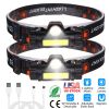 2 Packs Rechargeable Headlamp IPX4 Waterproof Headlight Flashlight Hand-free Head Torch for Fishing Camping Hiking Running