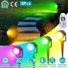 4Pcs Landscape Lights Color Changing Landscape Spotlight IP65 Waterproof RGBW LED Colorful Stake Light with Remote Control 16 Color 4 Dynamic Light Mo