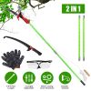 2 In 1 Extra Long Manual Pole Saw 8.23-15.12FT Extendable Tree Pruner for High Branches with Pruner Scissors 2 Double-hooked Saw Blades Goggles Gloves