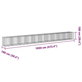 vidaXL CoÈ™ gabion cu capac, 1050x100x100 cm, fier galvanizat