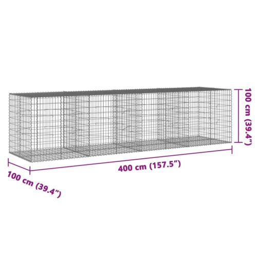 vidaXL CoÈ™ gabion cu capac, 400x100x100 cm, fier galvanizat