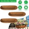 3Pcs 24in/30in/36in Trough Coco Liners For Planters Coconut Coir Planter for Window Box Hanging Trough Basket Half Moon Planter Liner Replacement For