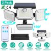 2 Pack Solar Powered Wall Lights IP44 Waterproof Motion Sensor Lights with 4 Adjustable Heads 333Pcs LED Beads 120° Sensing Angle Remote Control for Y
