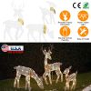 3 Sets of Reindeer Family Lighted 2D Christmas Deer Decoration Warm Yellow Light 3 Lighting Modes Buck Doe Fawn Indoor Outdoor Christmas Decoration
