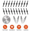 25Pcs Trimmer Blades Head Replacement Set 1Pc 5.91” Alloy Blade 4Pcs 5.71” Stainless Steel Blades 20Pcs 5.31” Plastic Blades For Cordless Weed Trimmer
