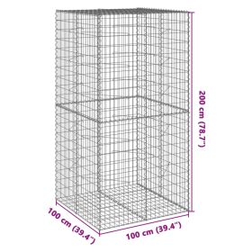 vidaXL CoÈ™ gabion cu capac, 100x100x200 cm, fier galvanizat
