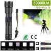 Tactical LED Flashlight Zoomable Rechargeable Search Light Torch 50000LM with 5Modes SOS Night Light For Night Walking Adventures