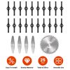 25Pcs Trimmer Blades Head Replacement Set 1Pc 5.91” Alloy Blade 4Pcs 5.71” Stainless Steel Blades 20Pcs 5.31” Plastic Blades For Cordless Weed Trimmer