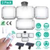 2 Pack Solar Powered Wall Lights IP44 Waterproof Motion Sensor Lamps with Separate Solar Panel 4 Adjustable Heads 333Pcs Beads 120° Sensing Angle Remo