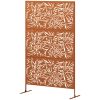 Decorative Privacy Fence Screen, Metal Outdoor Privacy Screen Climbing Plant Trellis with Stand, Bamboo Brown
