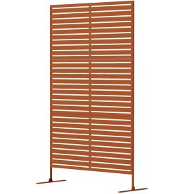 Decorative Privacy Fence Screen, Metal Outdoor Privacy Screen Climbing Plant Trellis with Stand, 78" H x 48" W, Brown