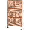 Decorative Privacy Fence Screen, Metal Outdoor Privacy Screen Climbing Plant Trellis with Stand, Rhombus Brown