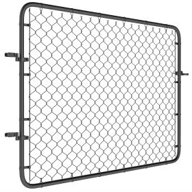 Garden Gate Chain Link Fence Gate, Galvanized Steel Garden Door for Yard Entrance Way, 47.2" x 70.9", Black