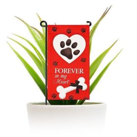Garden Flag Stand Forever in My Heart Pawprint Dog Memorial 4x8 Inch Printed Blockout Polyester