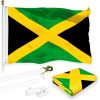 Combo Pack 6 Feet Tangle Free Spinning Flagpole White Jamaica Jamaican Flag 3x5 ft Printed 150D Brass Grommets Flag Included Aluminum Flag Pole
