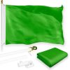 Combo Pack 6 Feet Tangle Free Spinning Flagpole White Solid Lime Green Flag 3x5 ft Printed 150D Brass Grommets Flag Included Aluminum Flag Pole
