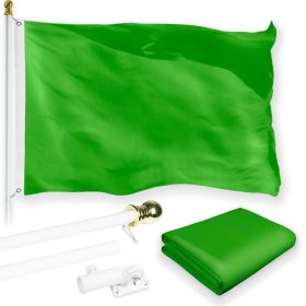 Combo Pack 6 Feet Tangle Free Spinning Flagpole White Solid Lime Green Flag 3x5 ft Printed 150D Brass Grommets Flag Included Aluminum Flag Pole