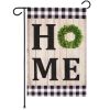 Garden Flag Home Sweet Home Wreath 12x18 Inch Printed Burlap Polyester Everyday Decoration