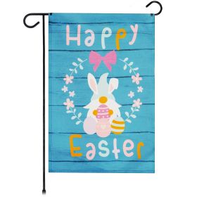 Garden Flag Happy Easter Rabbit Gnome with Eggs 12x18 inch Blockout Fabric Double Sided