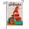 Garden Flag Welcome Gnome Sitting on Patterned Pumpkins 12x18 inch Blockout Fabric Double Sided