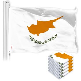 5 Pack Cyprus Cypriot Flag 3x5 Ft Printed 150D Polyester Country Flag Indoor Outdoor Vibrant Colors Brass Grommets Thicker and More Durable Than 100D