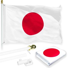 Combo Pack 6 Feet Tangle Free Spinning Flagpole White Japan Flag 3x5 ft Printed 150D Brass Grommets Flag Included Aluminum Flag Pole