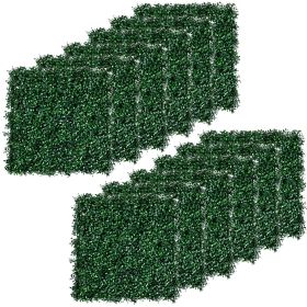 Milan Artificial Grass 12-Piece Set, 19.75" x 19.75", Dark Green - Soft Feel & Drainage
