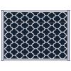 9x18 Modern Outdoor Mat, Plastic Waterproof, Reversible & Folding for Picnic, Beach, Camping, Blue & White