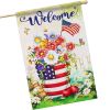 House Flag Welcome USA Patriotic Flower Pot 28x40 Inch Printed Blockout Polyester Patriotic Decoration