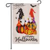 Garden Flag Happy Halloween Two Witchy Gnomes 12x18 inch Blockout Fabric Double Sided
