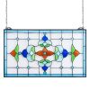 VEVOR Stained Glass Window Panel, 26 x 16 in, Tiffany Style Hanging Transom Window Panel with Chain, Large Horizontal Rectangle Stain Glass