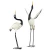 Set of 2 Garden Sculptures, Heron Garden Statues for Lawn, Patio, Backyard Decoration, 35.5" & 40.5", White & Black