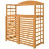 Outdoor Air Conditioner Fence Privacy Screen, Wood AC Fence Potting Table with Shelves for Patio, Light Brown