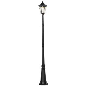 Solar-Powered Vintage Outdoor Lamp Post Light 92.5" Weather-Resistant Clear Glass Black