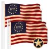 2 Pack Betsy Ross 1776 Tea-Stained Flag 2.5x4 Ft Embroidered 420D Polyester Historical Flag Embroidered Design Indoor Outdoor Brass Grommets High Qual