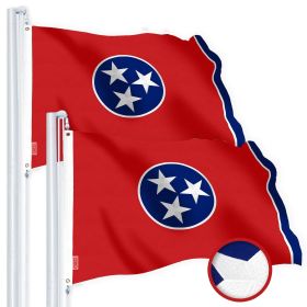 2 Pack Tennessee TN State Flag 3x5 Ft Embroidered 220GSM Spun Polyester Embroidered Design Indoor Outdoor Brass Grommets Heavy Duty All Weather